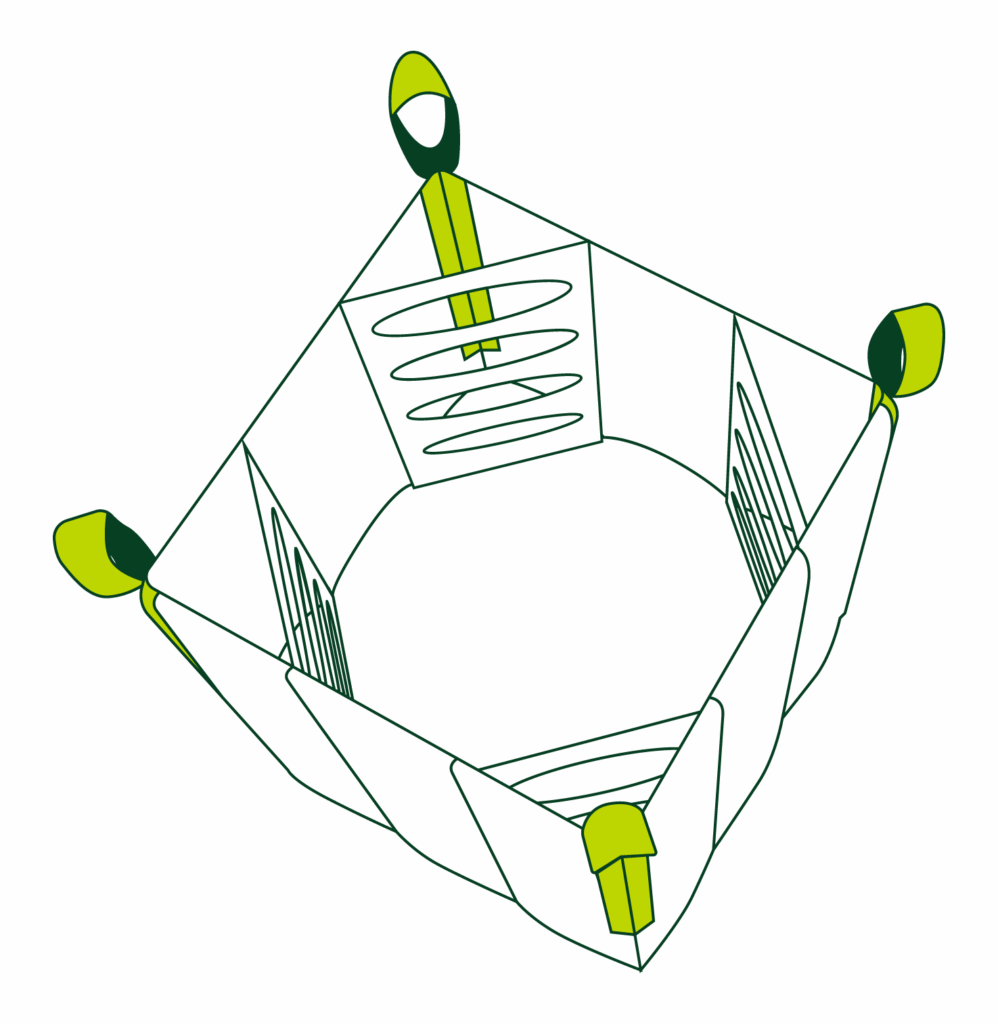 Standard baffle bag construction illustration
