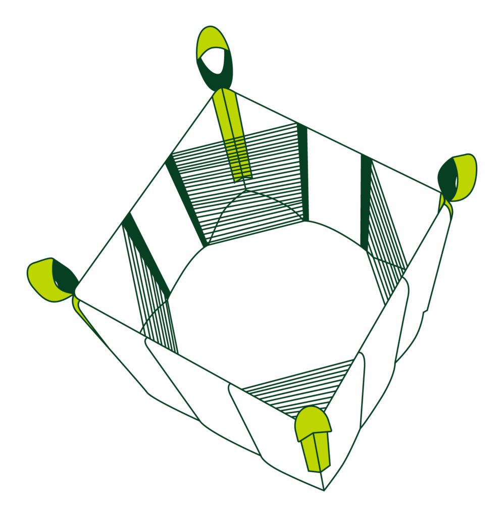 Net baffle bag construction illustration
