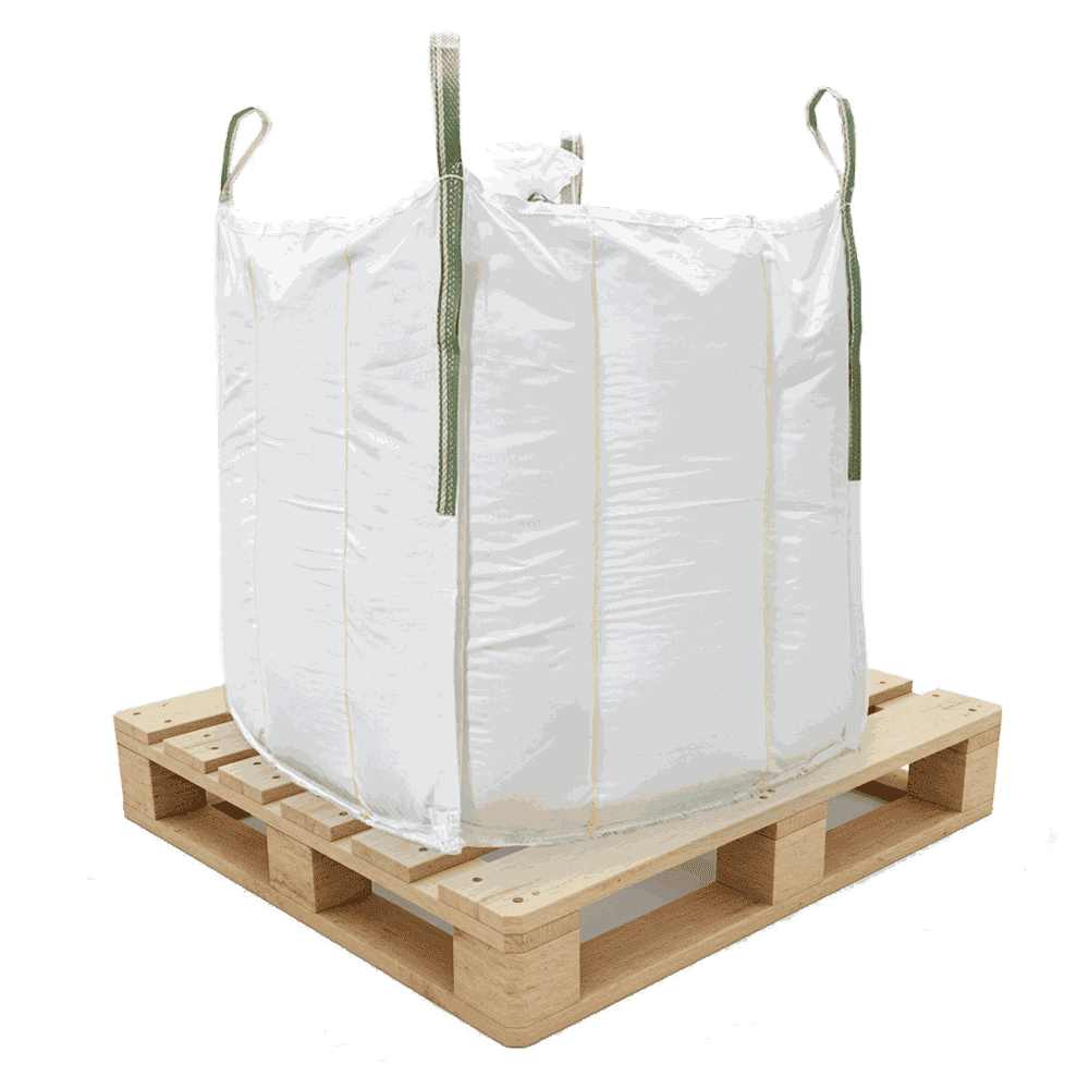 Bulk bag holding a square cube shape on a pallet